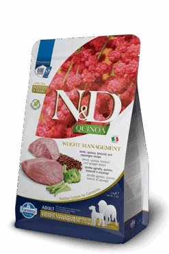 FARMINA QUINOA - ADULT DOG - WEIGHT MANAGEMENT - DIFFERENT SIZES 7 FARMINA QUINOA - ADULT DOG - WEIGHT MANAGEMENT - DIFFERENT SIZES -Pet Emporium 1034 25 N D QUINOA canine FRONT RIGHT WEIGHT MANAGEMENT Medmaxi 2.5kg 400x600px img farmina site