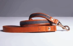 THE DENIM DOG - YARN SHORT LEASH COGNAC -Pet Emporium YARNCOGNAC