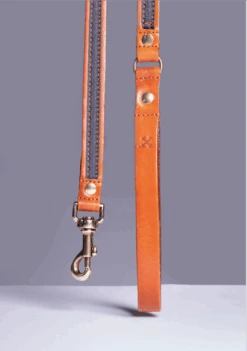 THE DENIM DOG - YARN SHORT LEASH COGNAC