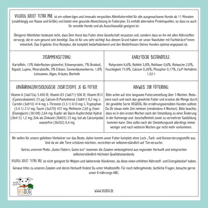 VEGDOG - PEAS & OATS TETRA PACK 5 VEGDOG - PEAS & OATS TETRA PACK - Image 3