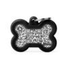 MY FAMILY - HUSHTAG PLUS - ALUMINUM BONE WITH RUBBER - DIFFERENT COLOURS -Pet Emporium hushtag plus qr code black aluminum bone id tag with black rubber